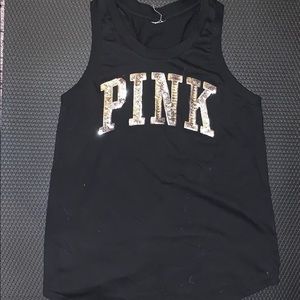 Black sparkly PINK tank
